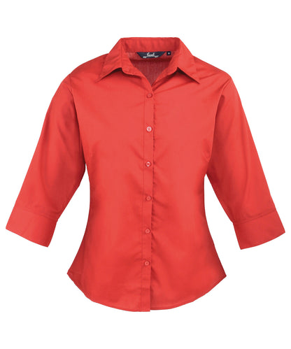 Premier Ladies 3/4 Sleeve Poplin Blouse - COOZO