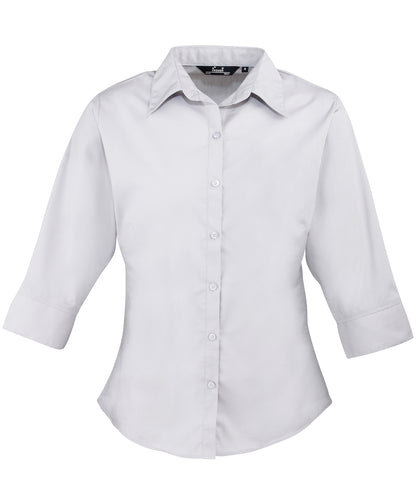 Premier Ladies 3/4 Sleeve Poplin Blouse - COOZO