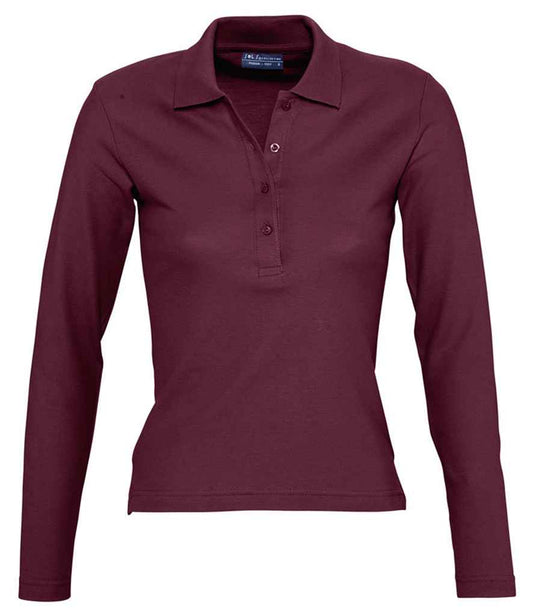 SOL'S Ladies Podium Long Sleeve Cotton Piqué Polo Shirt - COOZO