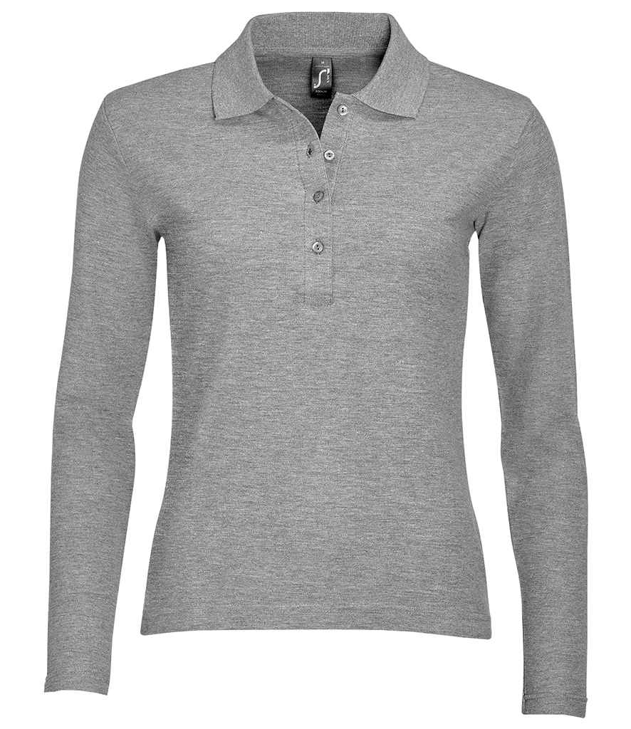 SOL'S Ladies Podium Long Sleeve Cotton Piqu¡§| Polo Shirt - COOZO