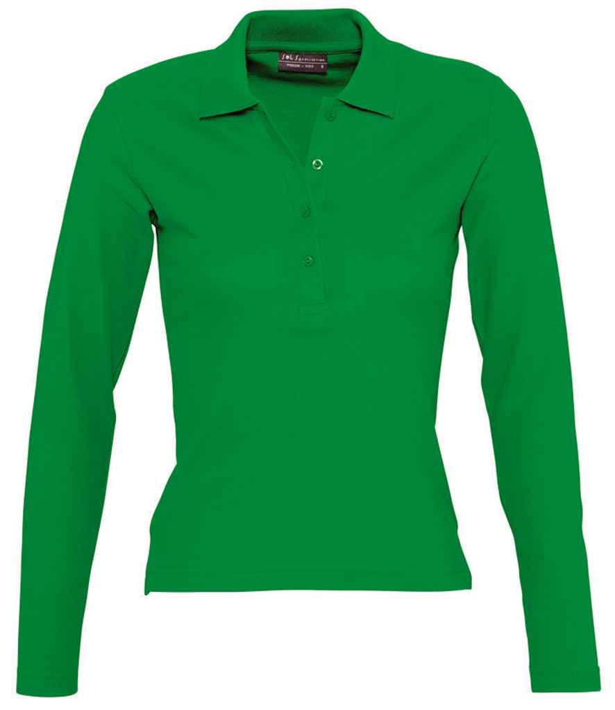 SOL'S Ladies Podium Long Sleeve Cotton Piqu¡§| Polo Shirt - COOZO
