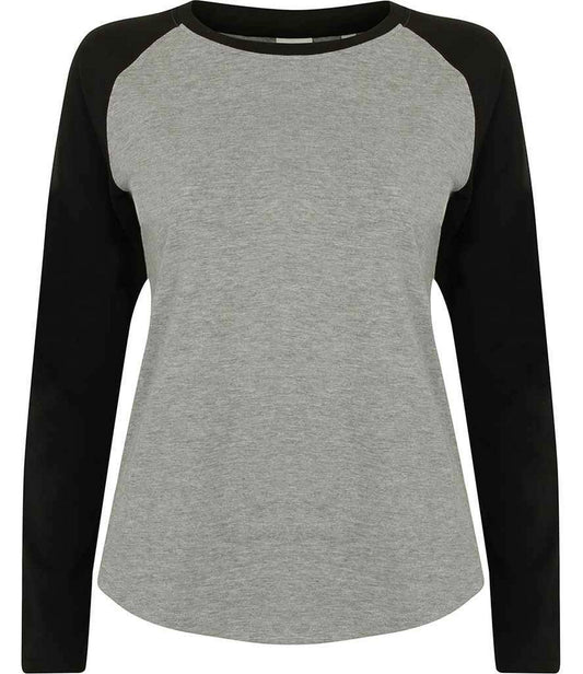 Skinni Fit ST271 SF Ladies Long Sleeve Baseball T-Shirt - COOZO