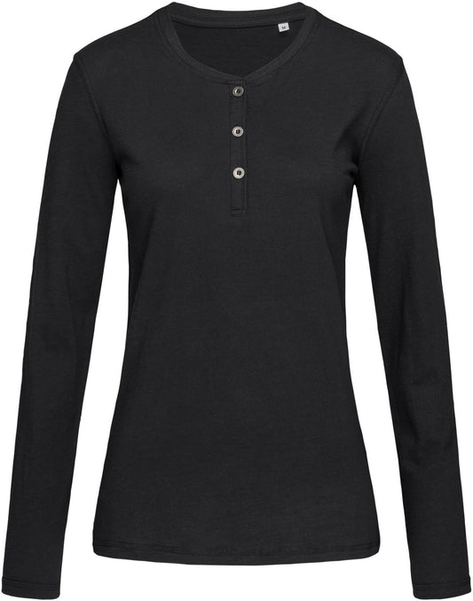 Stedman ST9580 Ladies Sharon Slub Long Sleeve Henley T-Shirt - COOZO