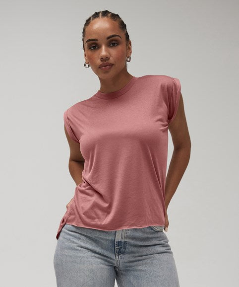 COOZO-Women's Flowy Muscle Tee with Rolled Cuff (BE8804)