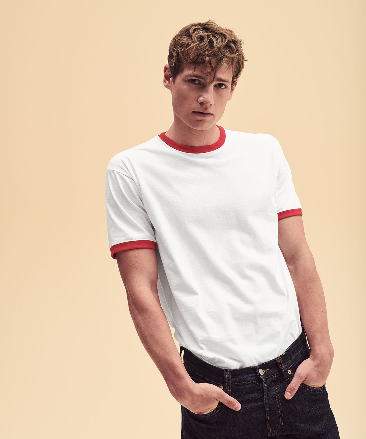 Fruit Of The Loom 61168 Adult Ringer Short Sleeve T-Shirt - COOZO